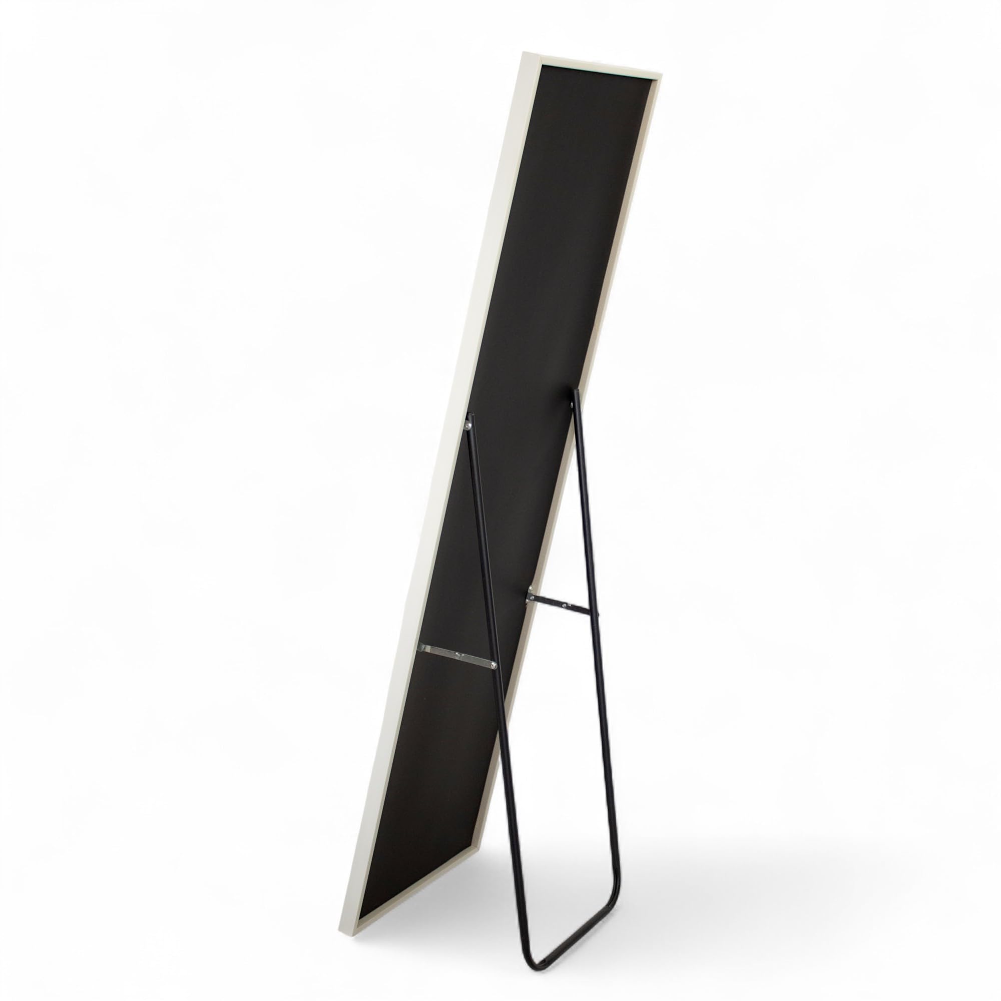 Pincho Specchio da terra 36 x 126 cm bianco con cornice rettangolare e supporto metallico nero ideale per camera da letto spogliatoio ingresso o soggiorno specchio a corpo intero moderno verticale