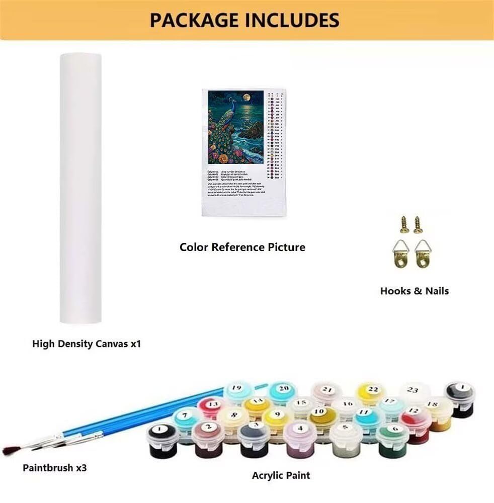 Peinture Numero Adulte Paon Mer Peinture par Numero pour Débutants 70x100cm, DIY Activité Manuelle Paint by Numbers, Kits de Peinture au Numéro pour Décoration de la Maison Cadeau (Sans Cadre) -PT462