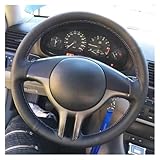 Pour BMW Pour Série 3 Pour E46 2000 2006 Pour E53 Pour X5 2003 Pour Z3 Pour E36 Housse Volant Voiture Cuir Microfibre Couvre Volant Voiture(Black Thread)