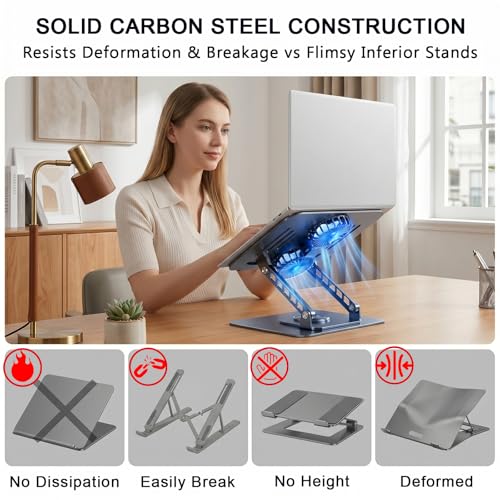 Soporte para portátil con ventilador silencioso, elevador de aluminio ergonómico 3