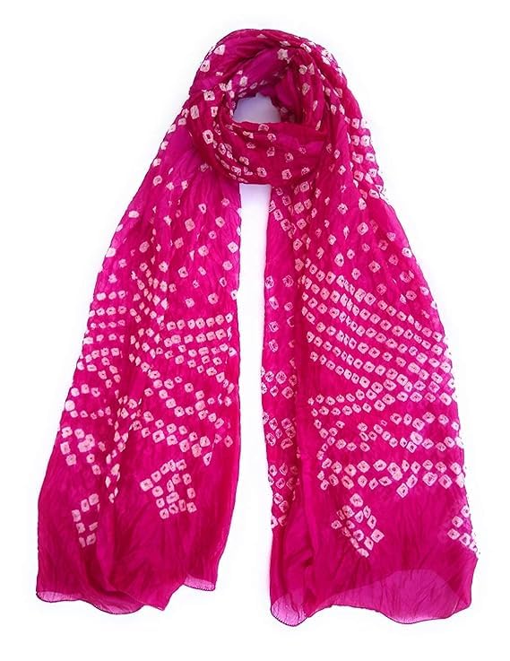 pk hub Bandhani Art Silk Pink Dupatta for Women - 2.25 Meters, Free Size | Scarf For Women | Dupatta For Girl-picture-35