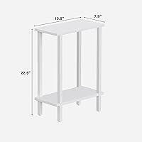 Vista 3 de TUTOTAK Small Side Table, Narrow End Table, Set of 2, Skinny Sofa Table, Slim Nightstand, Couch Table, Living Room, Bed Room, White TB01BW0622