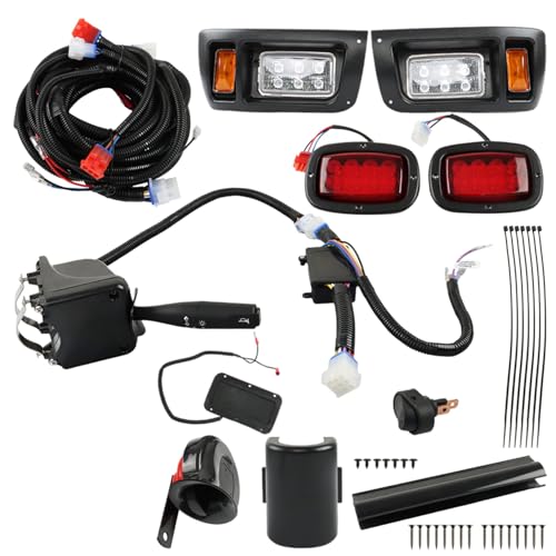 WFLNHB Golf Cart Light Kit Replacement for DS Club Car 1993-Up, Full Headlight Taillight Kit with Daytime Running Lamp Turn Signal Horn Brake Pad Hazard Blinker
