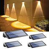 Solar Fence Lights Outdoor Waterproof LED,4 Lens Fence Lights Solar Powered,4 Pack Solar Deck Lights for Outside IP65 Waterproof,Outdoor Solar Wall Lights for Fence Post (4 Pack)