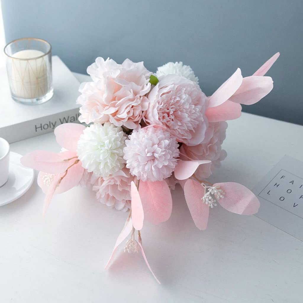 Künstliche Blumen Nordic Künstliche Seide Blumen Braut Hochzeit Rosa Bouquet Vase Set Home Party Zimmer Tischdekoration Pflanze Gefälschte Blume Künstliche Blumen wie Echt