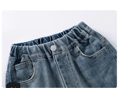 Boys Baggy Jeans Straight Wide Leg Cargo Jeans Casual Elastic Waist Loose Fit Denim Pants Y2k Streetwear with Pockets3