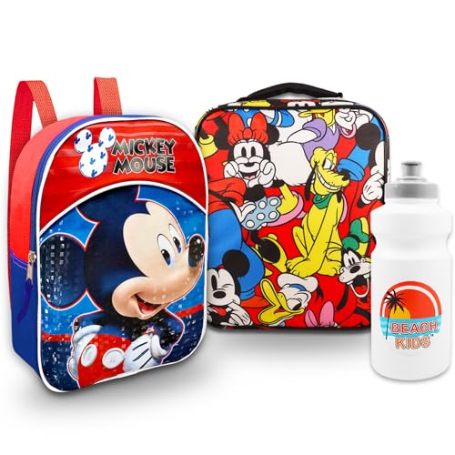 Mickey Mouse Mini Backpack Bundle: 11" Mickey Backpack, Disney Lunch Bag, & More, Mickey Mouse Mini Backpack, Small, Mickey Mouse Mini Backpack for Toddler Girls, Mickey Mini Backpack