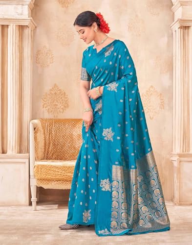 Image of SIRIL Women's Banarasi Soft Silk Saree Pure Silk with Unstitched Blouse Piece