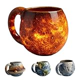 Solar System Planet Mug Set with Earth, Moon, Saturn & Sun Designs - 3D Space Themed Ceramic Cups for Coffee, Tea or Milk, A Unique Gift for Astronomy Enthusiasts (Sun)