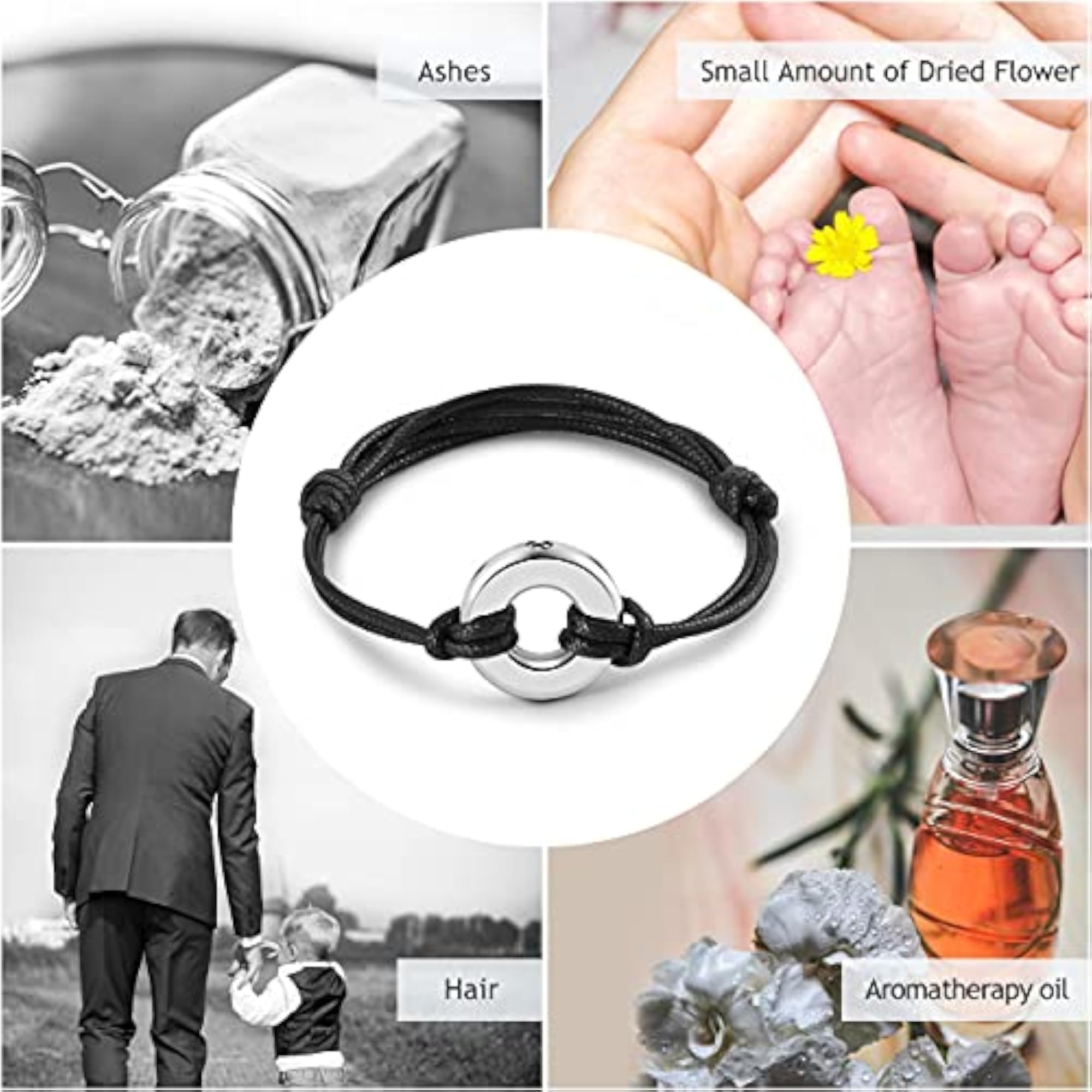 Cremation Urns Bracelet for Ashes, Memorial Keepsake