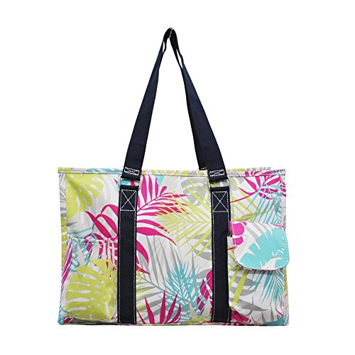 NGIL All Purpose Organizer Medium Utility Tote Bag 2018 Spring Collection (Tropical Palm Leaf Navy)