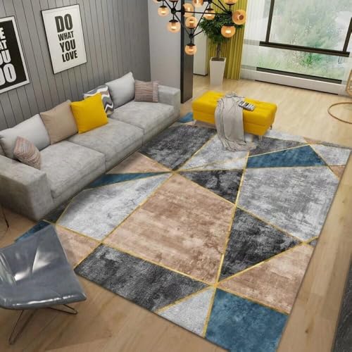 Tapis de canapé design géométrique bleu pour salon - 2