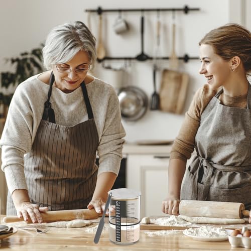 7 Stück Sauerteig Starter set 900ml Sauerteig Glas mit Deckel, Etikettenpapier, Silikonspatel, Temperaturtestpapier, Verstellbarer Elastischer Stoffbezug Sourdough Starter Kit für Gärung Lagerung