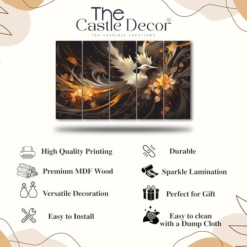 Image of The Castle Decor Beautiful Bird Painting With Frame 5 Big Size (36x60) Multiple Frames Wall Art for Living Room,bedroom,drawing Room,hotels-wooden Framed-digital Painting