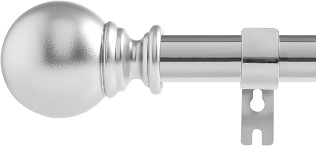 Curtain Poles for Eyelet Curtains with Round Finials, 78 to 238 cm Silver Door Curtain Rod with Brackets Fittings Set Window Curtain poles, for Bedroom, Living Room, Bathroom