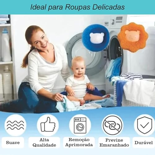 Kit 4 Esponjas Tira Pelos para Máquina de Lavar – Remove Pelos, Fiapos e Bolas de Roupas – Reutilizá
