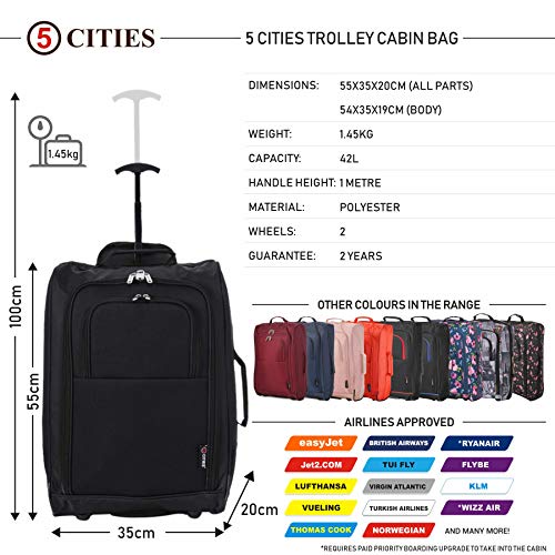 5 Cities Handbagage bagage bagage cabine trolley reistassen boordbagage 42L - Image 3