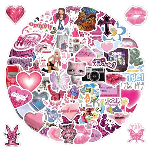 120pcs Y2k Retro Aesthetic Stickers for Water Bottle Cute 2000s Cyber Trend Vinyl Waterproof Decal for Girl Teen Adult Birthday Gifts Laptop Phone Skateboard Guitar Luggage Notebook Helmet