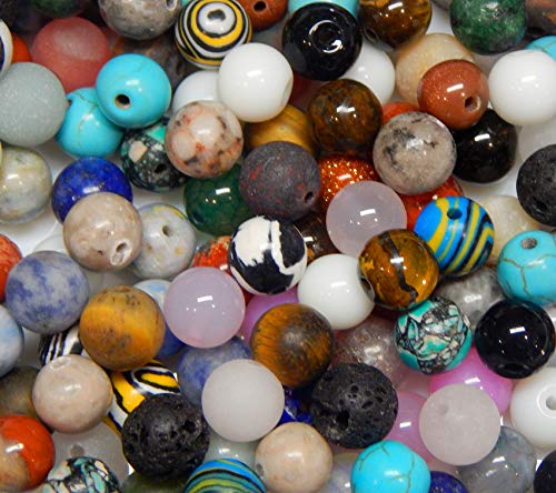 Gemstone Mix Beads Round Set Round Lava, Quartz, Aventurine, Amazonite, Amethyst, Jade, Moonstone, Jasper, Sodalite - Image 4