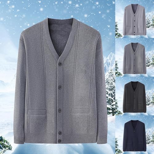 Cambkatl Men's Winter Fleece Lined Cardigan Sweaters - Slim Fit Button Down V Neck Casual Long Sleeve Knitted Outerwear2