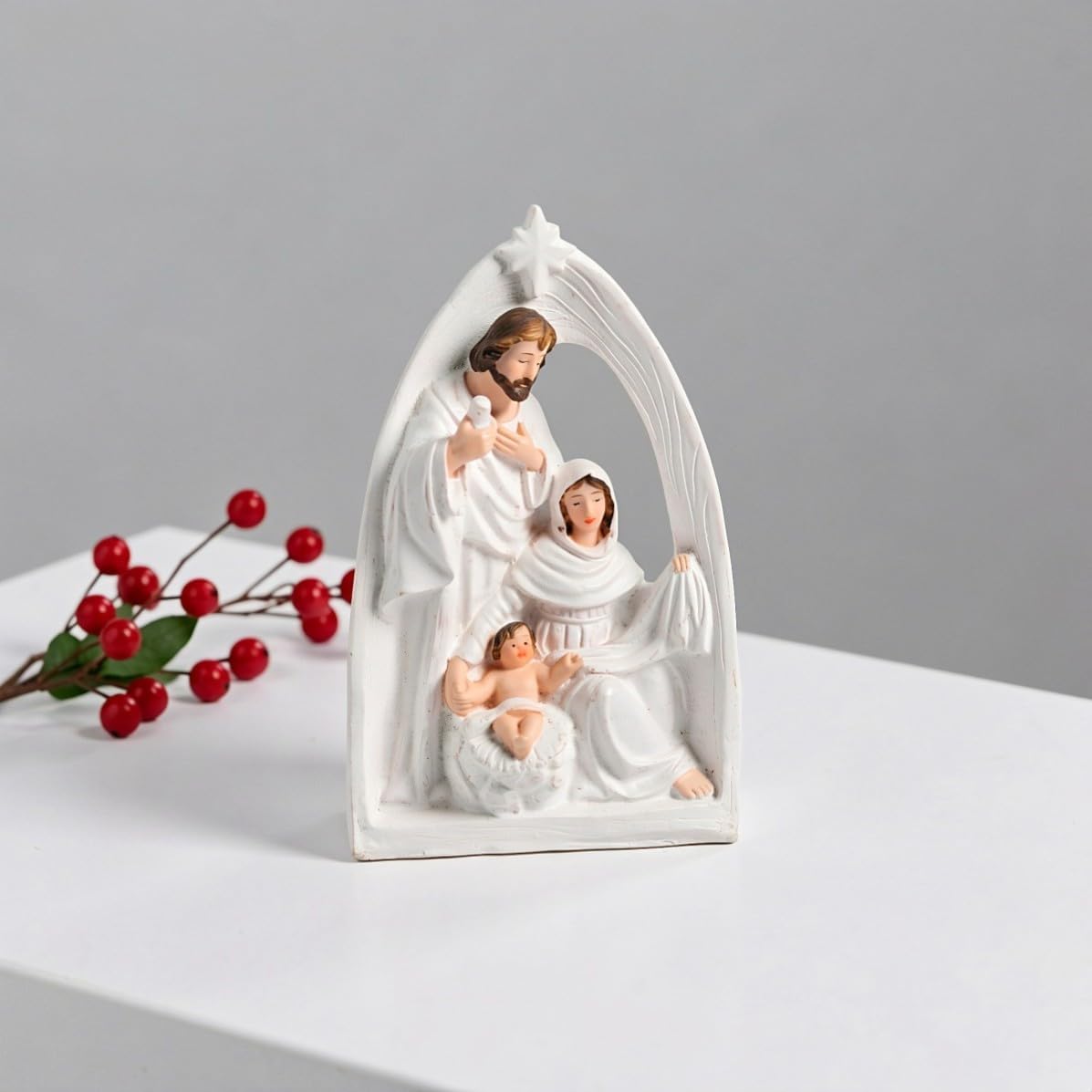 Desktop Nativity Scene Ornament Resin White Tabletop Christmas Xmas