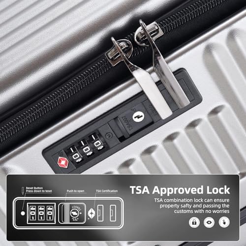 Image of Kaleenie 29 Inch Aluminum Checked Luggage with Side Opening Zipper, Lightweight Hardshell ABS+PC Suitcase with TSA Lock, 360 Universal Wheels, Gray