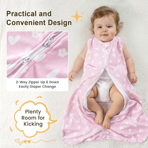Image of PHF 3 Pack Warm Micro-Fleece Baby Sleep Sack 12-18 Months, Soft Baby Wearable Blanket, 2-Way Zipper Sleeping Bags, Comfy Toddler Sleeping Sack for Girls, Large Size, Butterfly