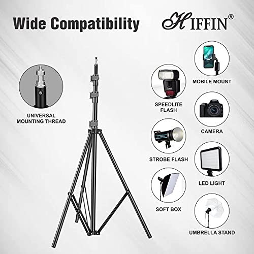Image of HIFFIN Light Stand Kit - 9 feet (2 Light Stands) Metal Colour Black 9 feet, Portable & Foldable, Indoor & Outdoor Shoot, Heavy Duty, Photography & Videography