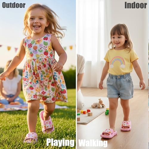 Image of Bunny Kids slides, Girls Slides Non-slip Summer Beach Pool Shoes Toddler Cartoon Slide Sandals Indoor& Outdoor Garden Slippers Shower Shoes