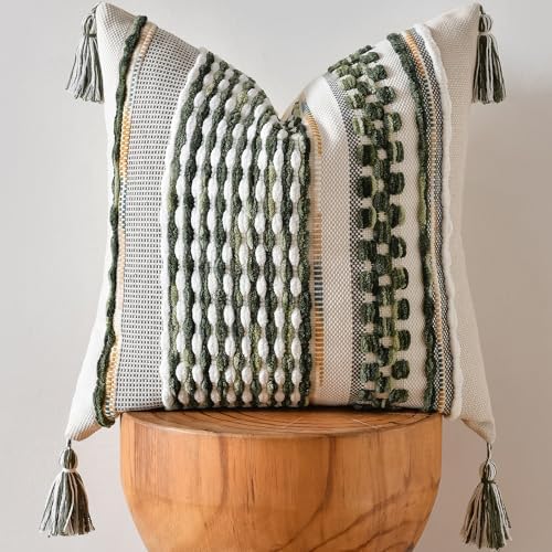 AmHoo Chenille Striped Textured Boho Throw Pillow Covers Aestheti...