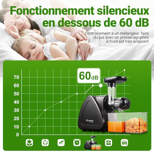 Image of Slow Cold Press Juicer Machine: Electric Masticating Juicer Extractor Easy Clean - Whole Fruit Vegetable Juice Maker - Cold Pressed Slow Blender Juicer with Wide Large Chute Mout