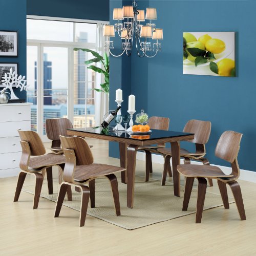 Modway Fathom Mid-Century Modern Molded Plywood Two Kitchen And Dining Room Chairs In Walnut #TOP5