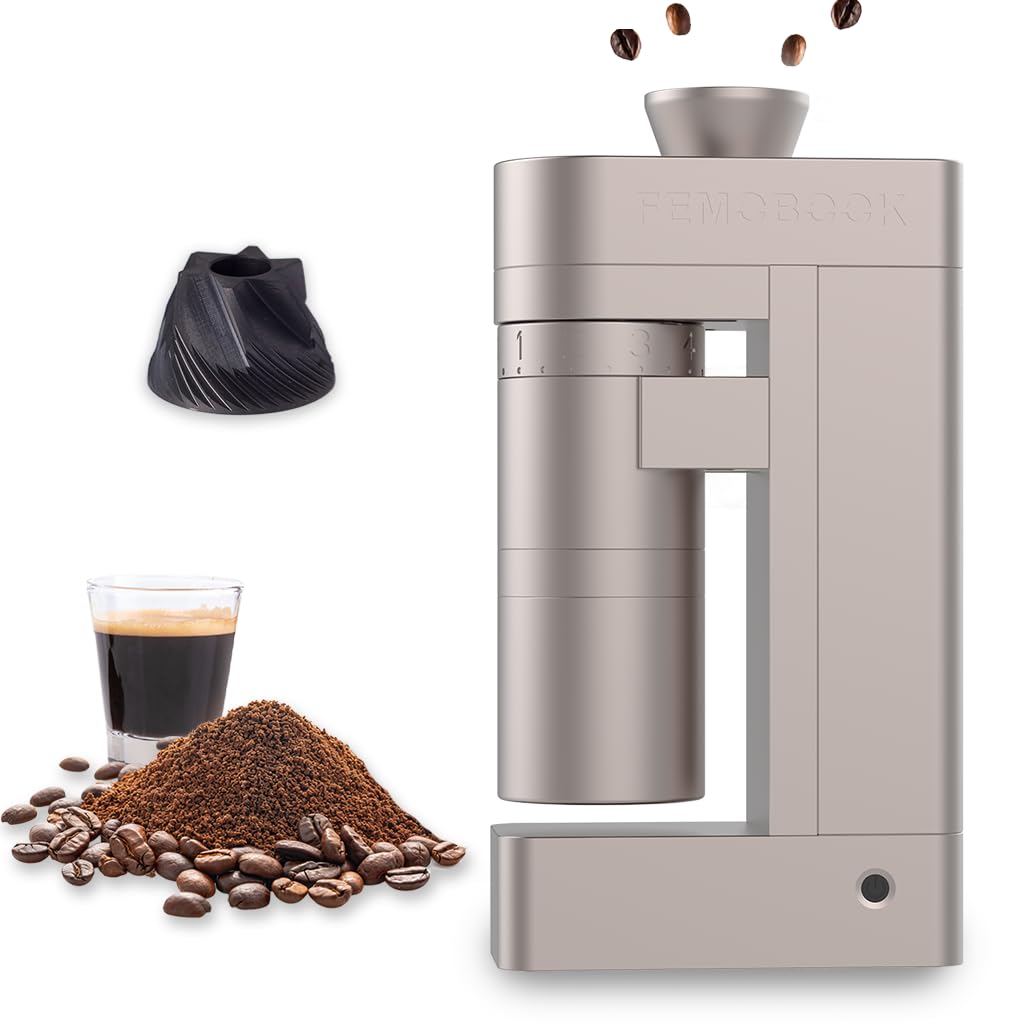 Macinacaffè elettrico A4 oro champagne per espresso, ricaricabile, senza fili, portatile, per esterni, smontaggio senza attrezzi