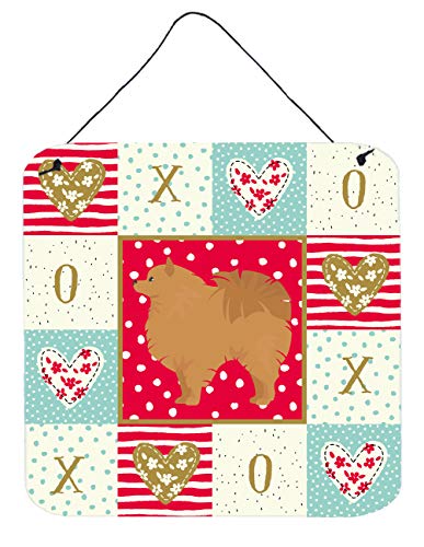Caroline's Treasures CK5877DS66 Pomeranian #1 Love Wall or Door Hanging Prints, Red Aluminum Metal Sign Kitchen Wall Bar Bathroom Plaque Home Decor, 6x6, Multicolor
