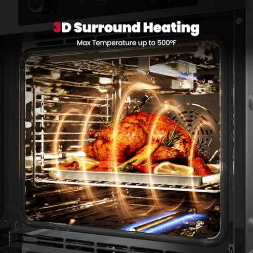 Image of GASLAND 24 Inch Gas Wall Oven, Convection, Rotisserie, 2.12 Cu. Ft. | Natural Gas, Bake, Broil, ETL Certified for Safety, Digital Timer, 120V Plug, Easy-Clean Interior, Stainless Steel