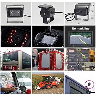 Caméra de recul 12 V-24 V, 4 broches, robuste, 18 LED infrarouges, vision nocturne, étanche, marche arrière, caméra de recul avec câble de 15 m à 4 broches