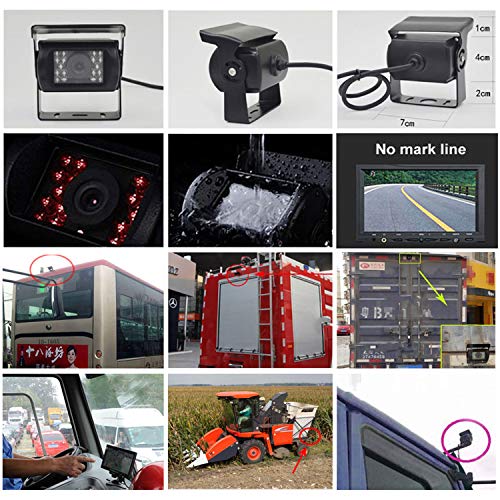 4-polige robuste Nachtsicht-Rückfahrkamera mit 18 IR-LEDs, wasserdicht, für Busse, LKW, Anhänger,...