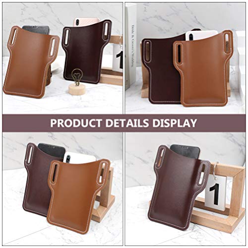VILLCASE 2 Pcs Telefone Celular Coldre de Couro Feitos À Mão Cinto De Armazenamento Portátil Do Tele