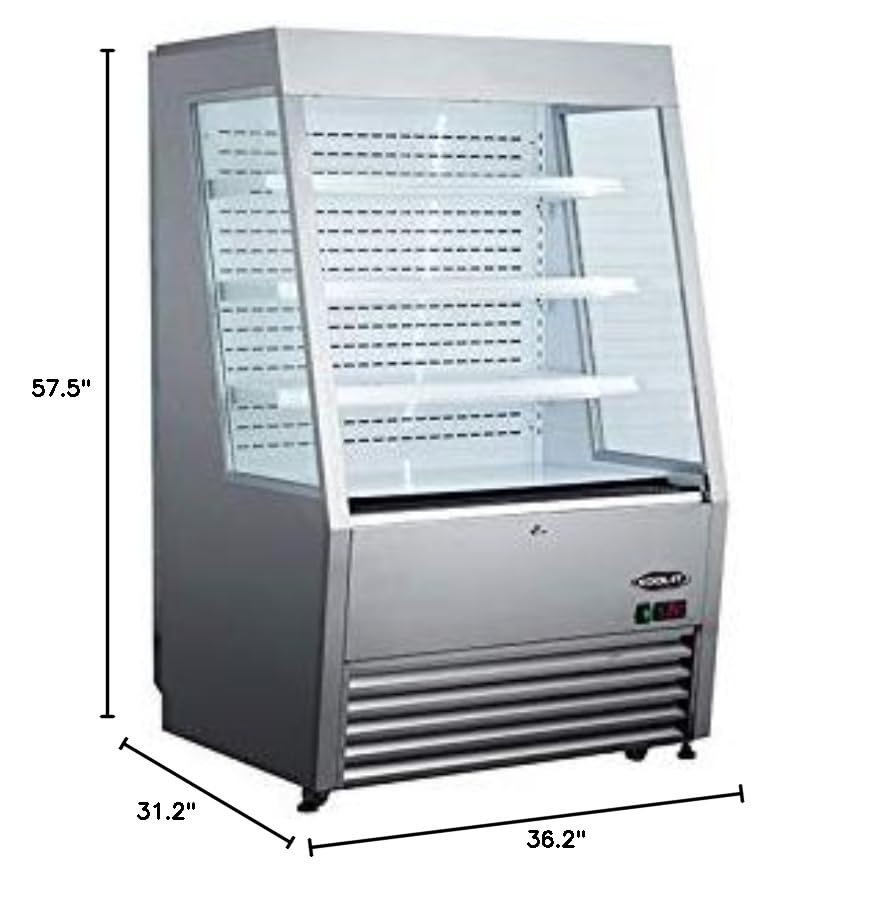Kool-It KOM-36 Vertical Open Air Merchandiser, Stainless Steel, 36 ct. ft. 115v