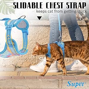 Supet Pettorina e guinzaglio per gatti a prova di fuga per camminare, set di pettorina regolabile e guinzaglio per cani grandi e piccoli - immagine 3