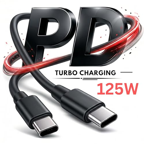 Image of 125w TurboPower USB Type C to C Cable | PD Fast Charge | Compatible with Moto Edge 60 50 40 30 Ultra Fusion Neo Pro Razr Stylus and Moto G85 G84 G64 G62 G54 G45 G35 G05| Original Fast Charging