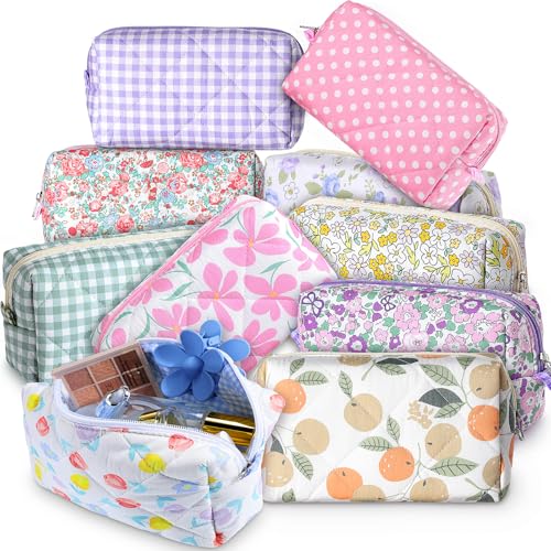 Paterr 10 Pcs Makeup Bag 7.87 X 4.72 X 3.15 Inches Floral Gingham Floral