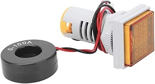 Medidor Digital Multifunción con Pantalla LED Cuadrada, Testador HZ de Corriente de Voltaje de CA para AC Monofásico, Portátil, 5 Colores (Amarillo)