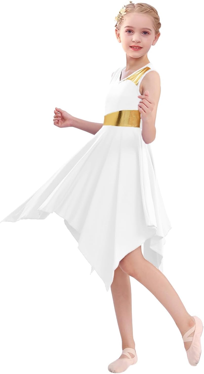 Praise Dance Overlay Tunics for Girls Worship Liturgical Church Dance Dress Irregular Flowy Lyrical Dancer Costume