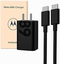Motorola 68W Turbo Charger with 3.3 Ft Type C Cable for Motorola Edge 30/30 Fusion/30 Pro/40/40 Neo/G40 Fusion/50/50 Ultra/50 Pro/50 Neo/50 Fusion/Moto G82/G84/G45 & Other USB C 68Watt Adapter, Black