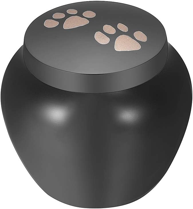 SHEIL Dog/Cat Paw Print Stainless Steel Cremation Urns for Ashes for Pet Keepsake Memorial Jewelry Funeral Casket -50mm Tall