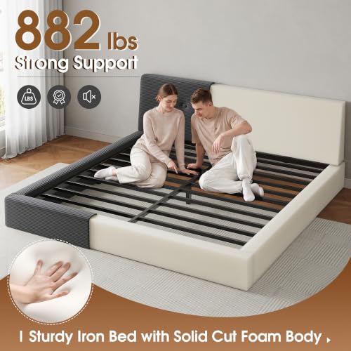 Image of EnHomee Cloud Bed Frame Queen Size with Adjustable Headboard