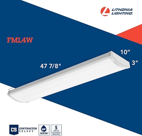 Miniatura 5 de Lithonia Lighting FML4W - Carcasa de 4 pies de ancho de 10 pulgadas de ancho, 4000 K, luz LED envolvente blanca fría, lúmenes ajustables, color