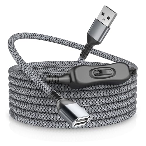 RUXELY USB Extension Câble avec Interrupteur 2M,Type A Mâle vers Femelle d'Extension (Marche/Arrêt),Cordon de Chargeur d'Alimentation (ON/OFF) pour LED Desk Lamp,Bandes LED,Ventilateur USB,Light etc.