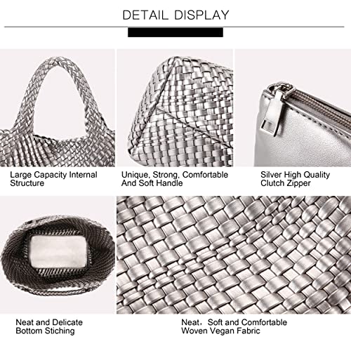 Woven Bag For Women, Vegan Leather Tote Bag Large Summer Beach Travel Handbag And Purse Retro Handmade Shoulder Bag #TOP4